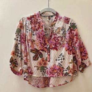 Anthropologie Pilcro BOHO floral top NWOT XS Anthro cropped surf blouse